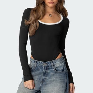 Contrast Scoop Neck Bodysuit