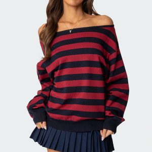 Sterling Striped Off Shoulder Sweater
