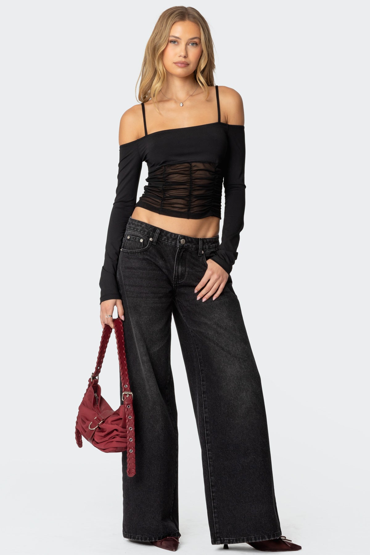 Susie Off Shoulder Mesh Top - Image 2