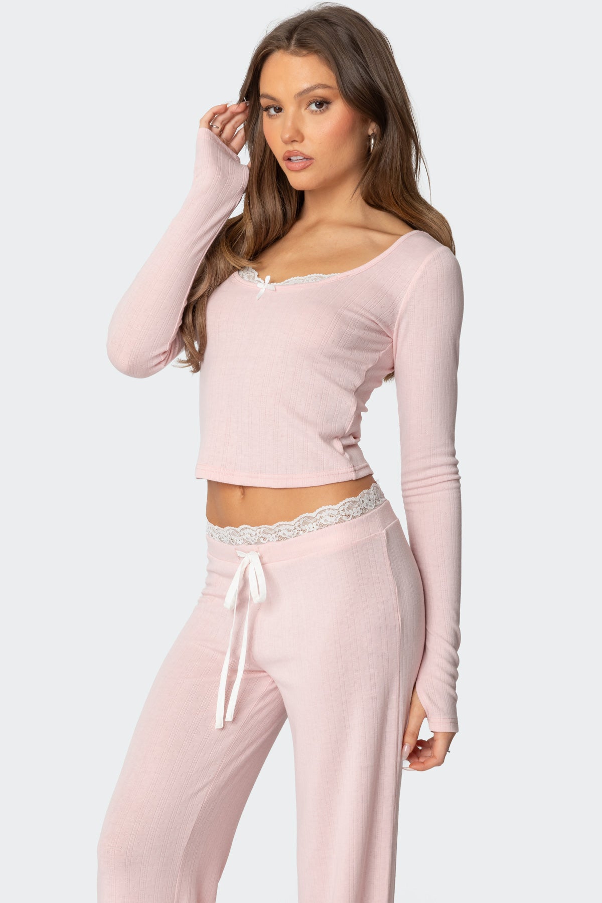 Peekaboo Lace Long Sleeve Top - Image 3