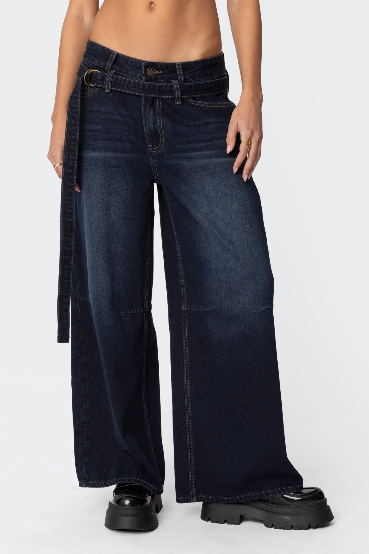 Super Baggy Belted Low Rise Jeans - Image 2