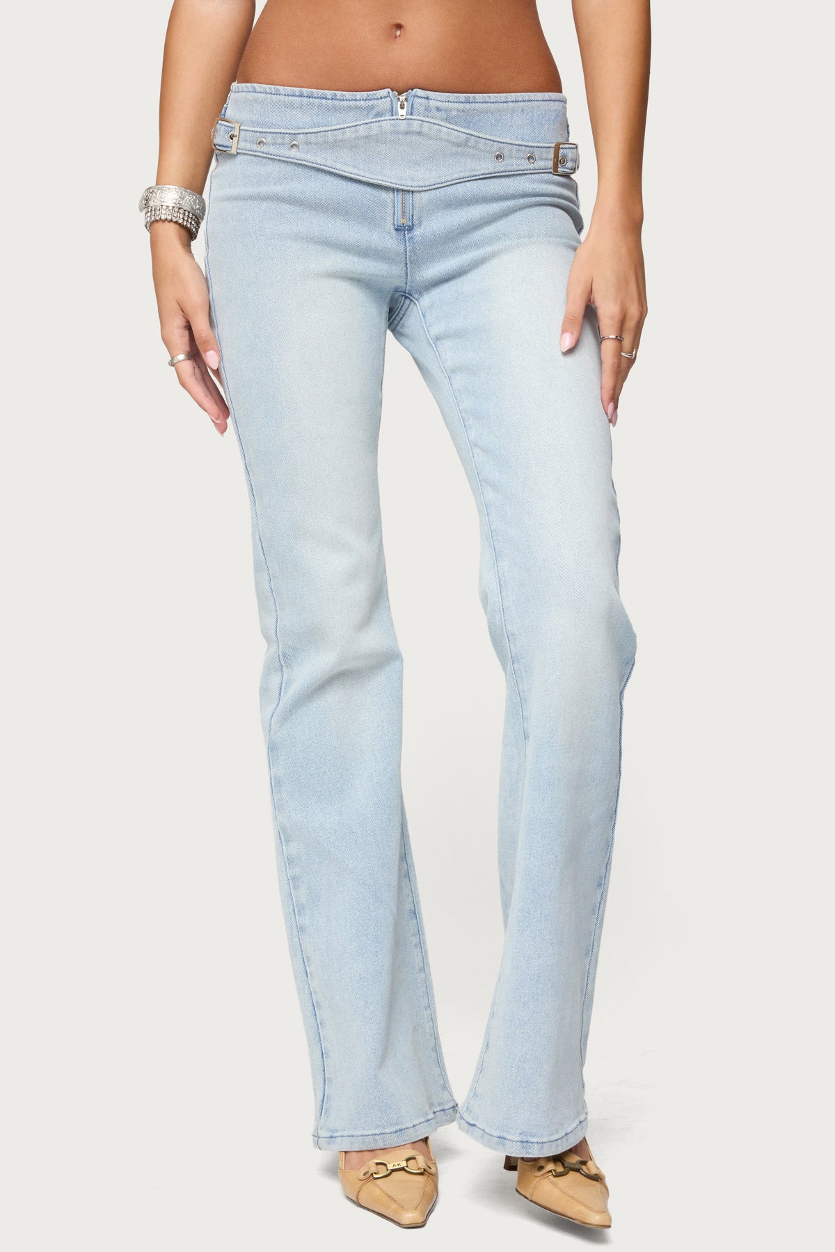 Kenza Belted Low Rise Flared Jeans - Image 2