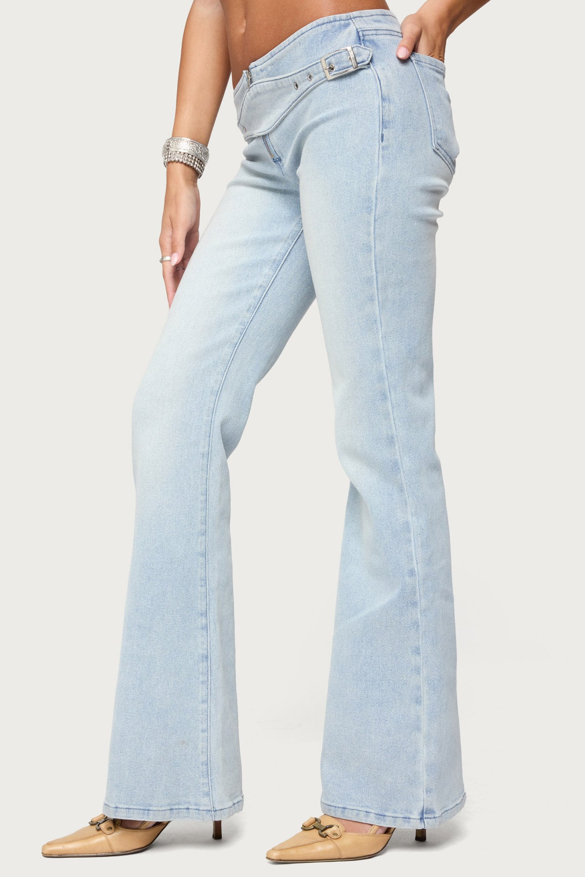 Kenza Belted Low Rise Flared Jeans - Image 3