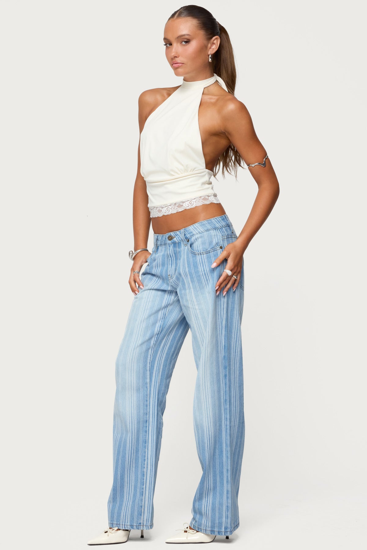 Tera Striped Low Rise Jeans - Image 3