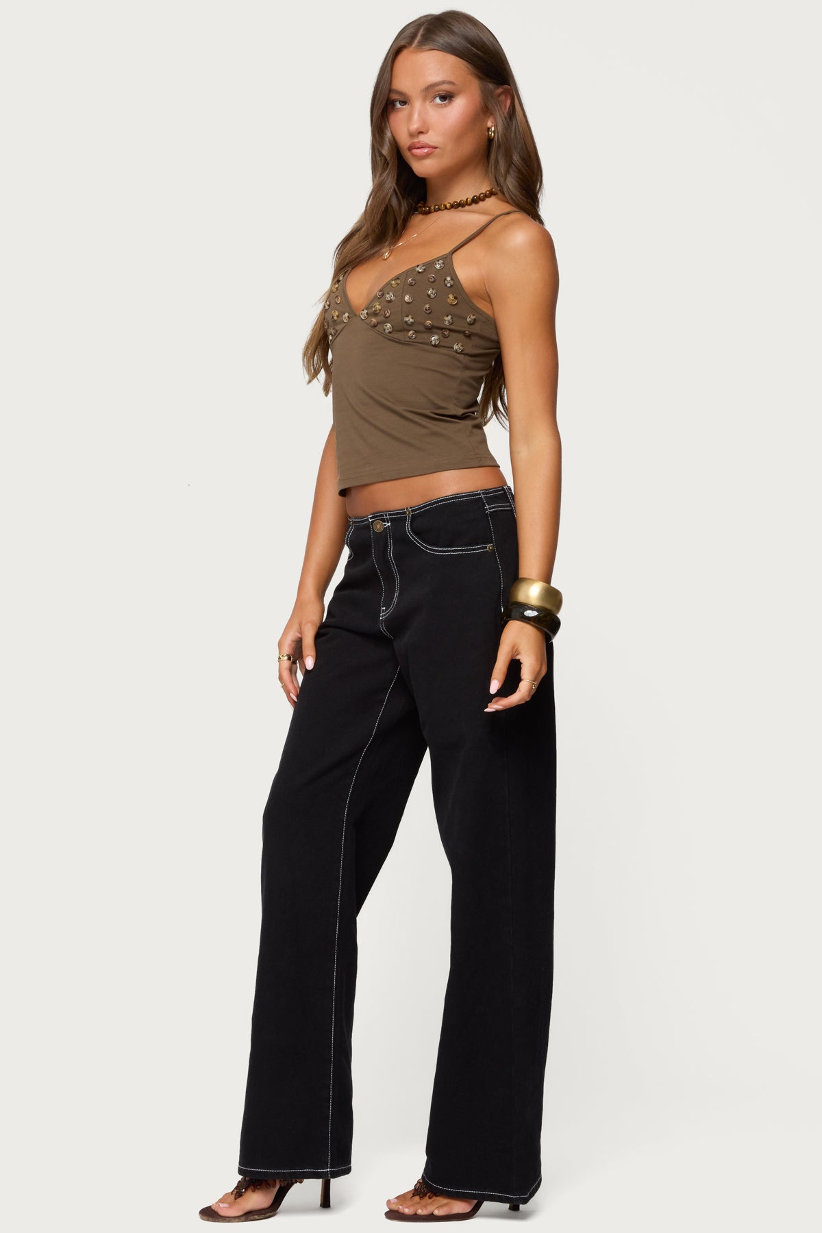 Nora Buttons V Neck Tank Top - Image 5