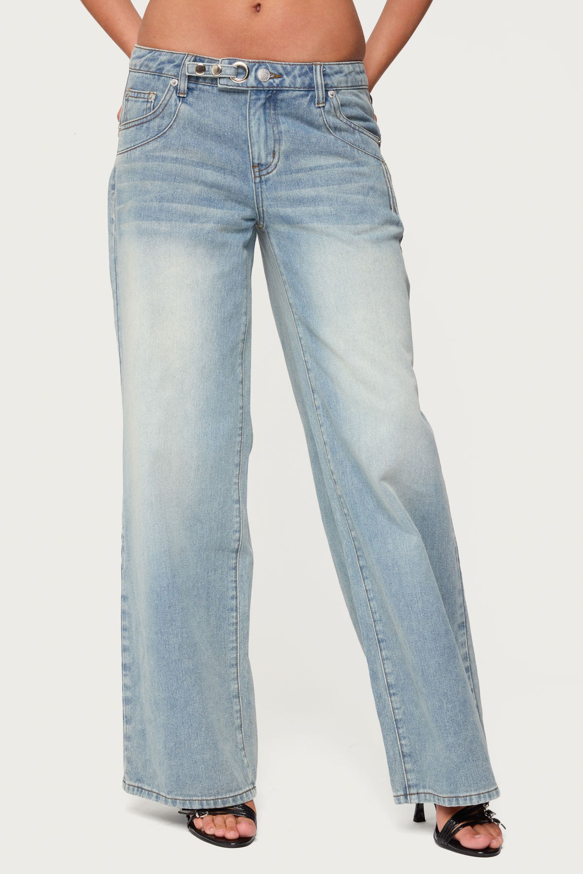 Celia Grommet Washed Low Rise Jeans - Image 2