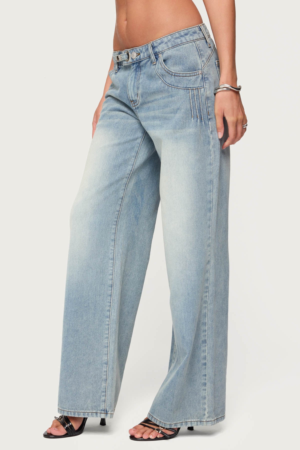 Celia Grommet Washed Low Rise Jeans - Image 4