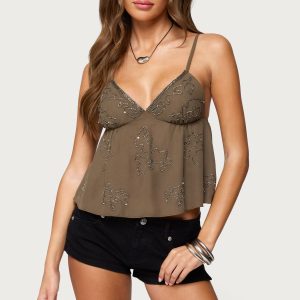 Raia Beaded Babydoll Top