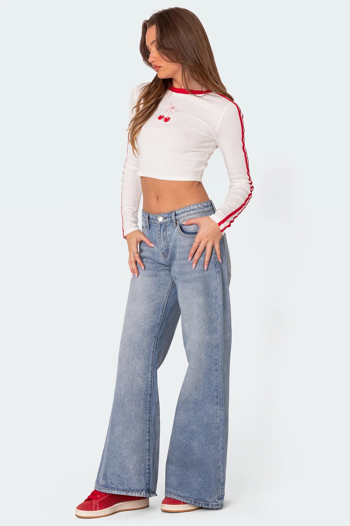 Cherry On Top Long Sleeve Cropped T Shirt - Image 5