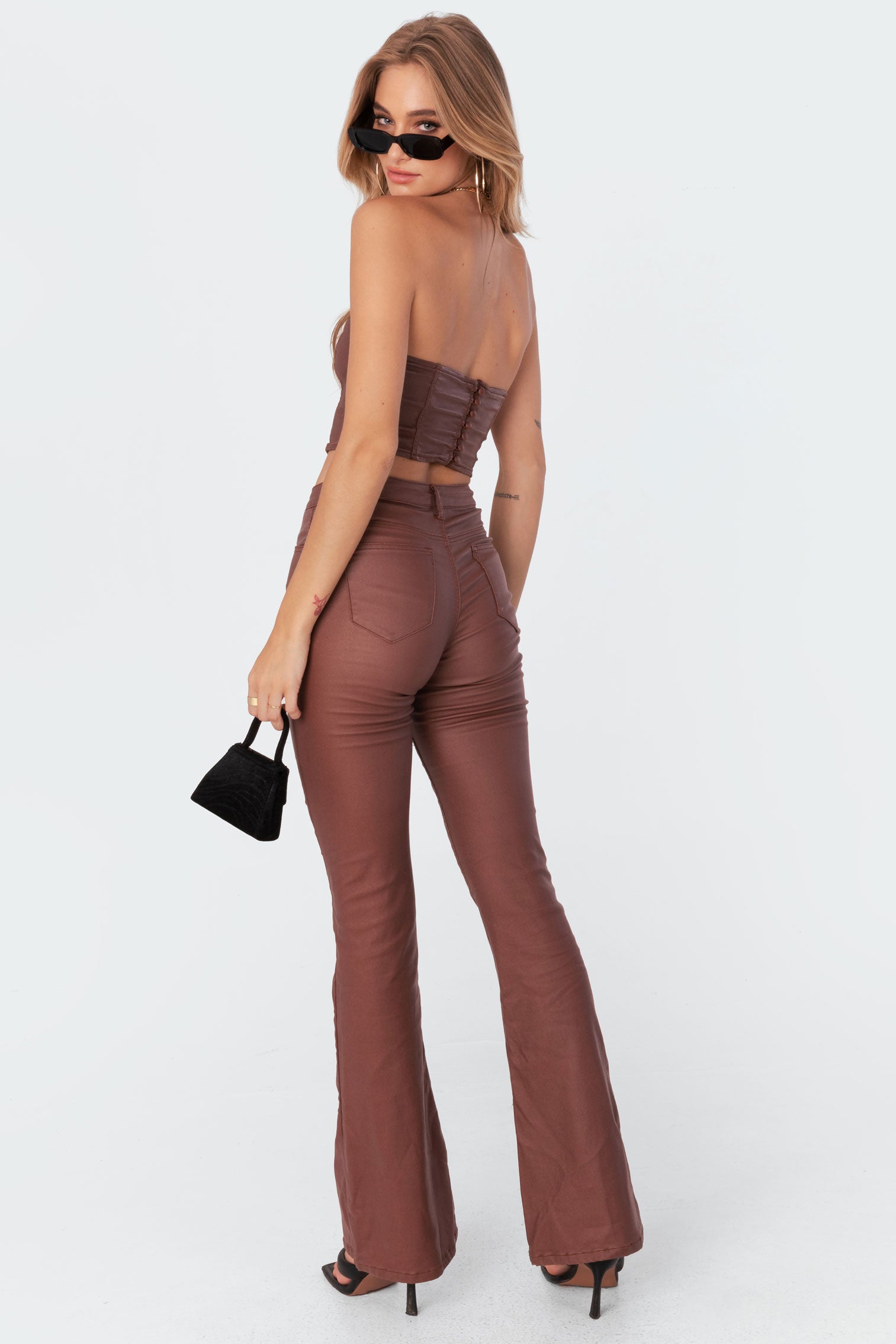 Luna Faux Leather Flare Jeans - Image 5