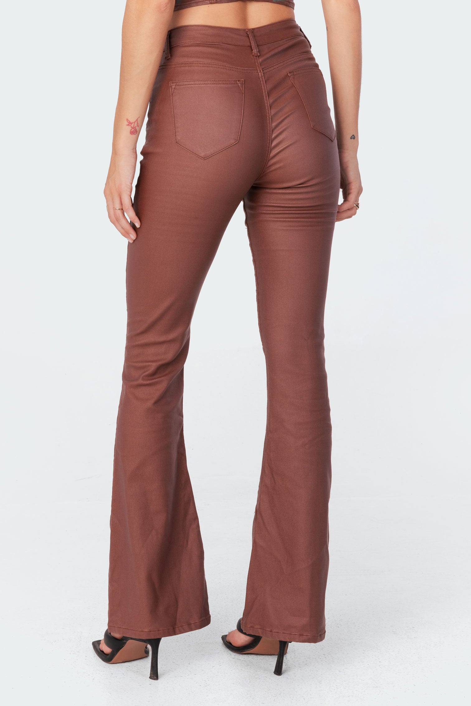 Luna Faux Leather Flare Jeans - Image 6