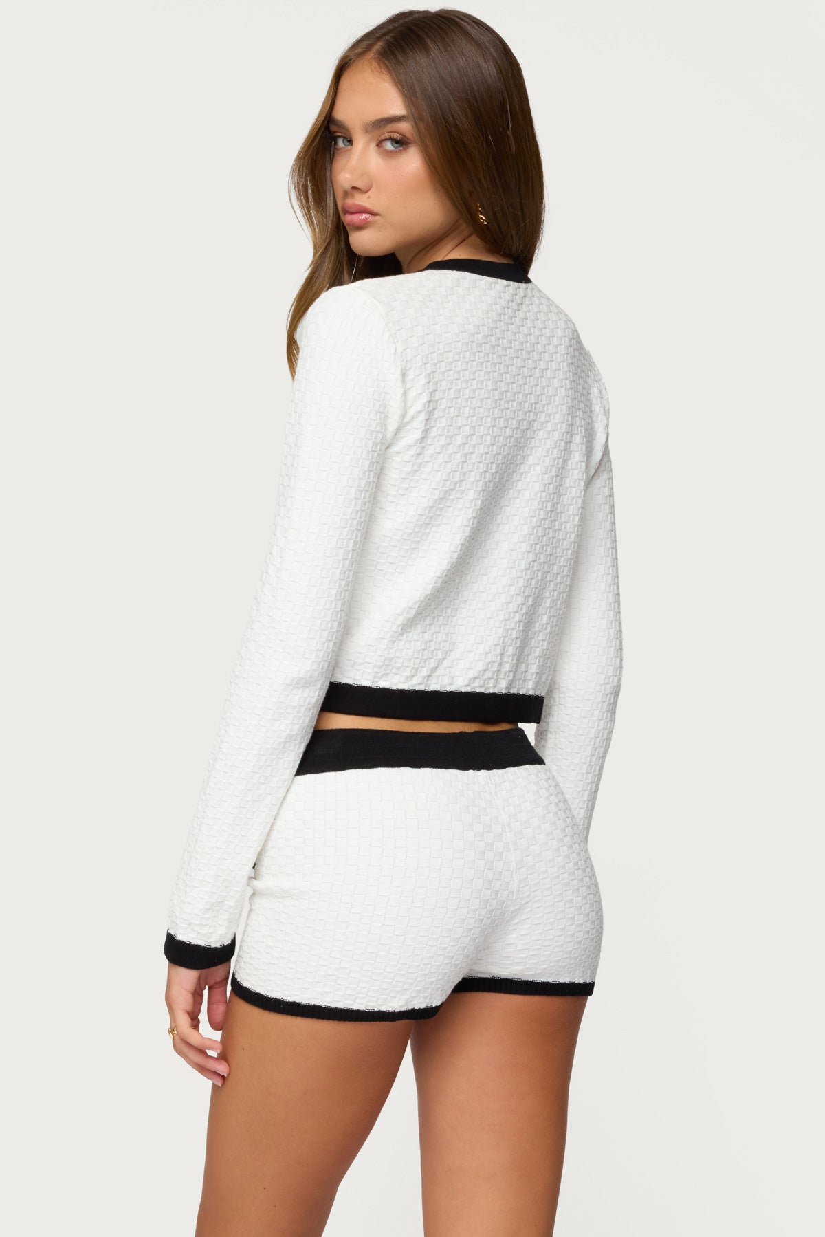 Mara Contrast Textured Knit Cardigan - Image 6