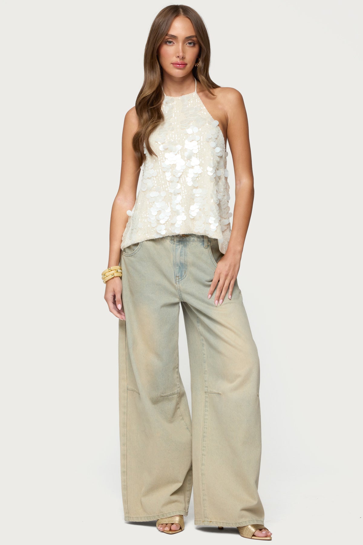 Ellorie Backless Sequin Halter Top - Image 5