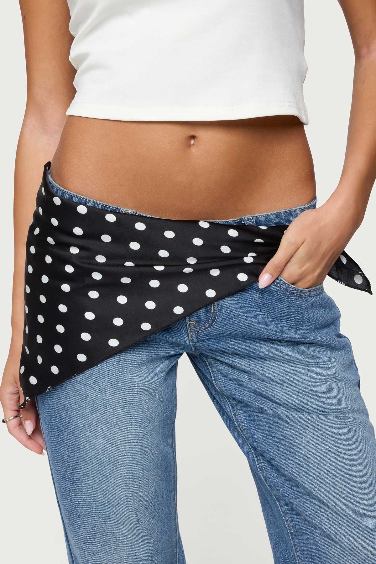 Polka Dot Satin Effect Belt