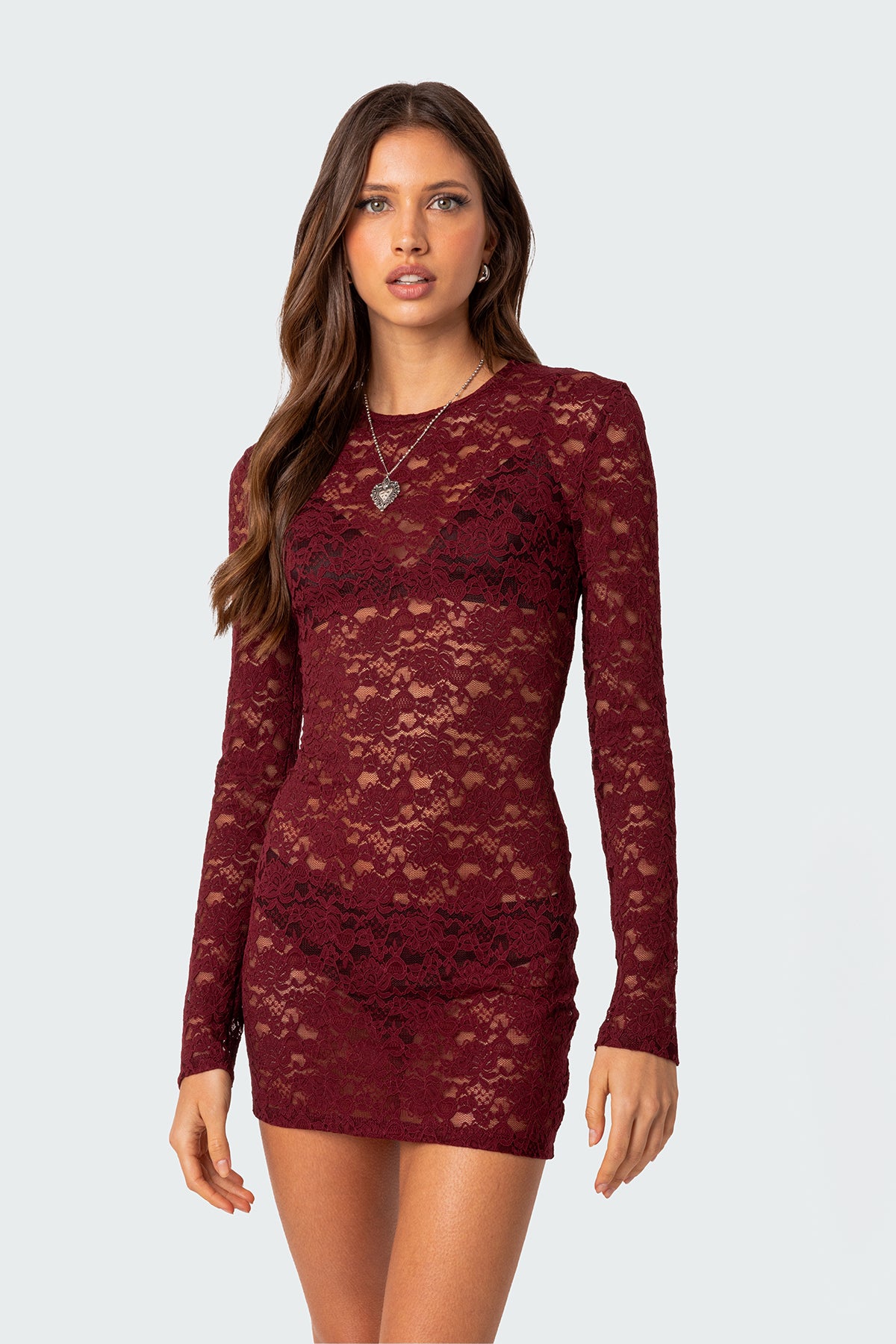 Surreal Sheer Lace Mini Dress - Image 2