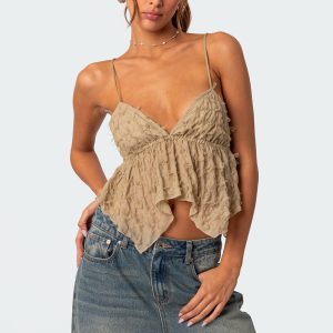 Flutter Frilled Tie Back Top